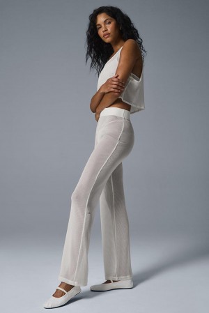 Alo Yoga Striped Mesh Tropical Nights Flare Naisten Housut Ivory | Suomi 4896-IQAHM