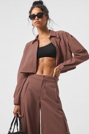 Alo Yoga Take Me Out Button Up Naisten Leikatut Topit Chestnut | Suomi 4508-BWZYG