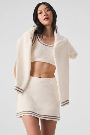 Alo Yoga Tennis Club Sweater Knit Naisten Hameet Ivory / Gravel | Suomi 0524-BIPVO