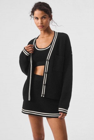 Alo Yoga Tennis Club Sweater Knit Naisten Neuletakki Mustat | Suomi 1059-IXAGE