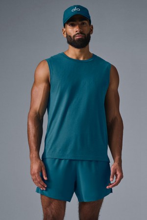 Alo Yoga The Triumph Muscle Miesten Juoksupaidat Oceanic Teal | Suomi 8071-NDBTM