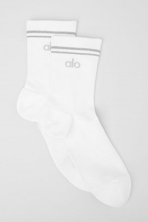 Alo Yoga Unisex Half-Crew Performance Naisten Sukat Valkoinen | Suomi 4326-ALIOD