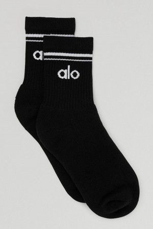 Alo Yoga Unisex Half-Crew Throwback Miesten Sukat Mustat Valkoinen | Suomi 7156-FSYIT