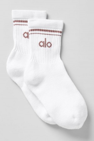 Alo Yoga Unisex Half-Crew Throwback Miesten Sukat Valkoinen | Suomi 5291-BIMXZ