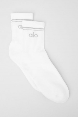 Alo Yoga Unisex Half-Crew Throwback Miesten Sukat Valkoinen Titaani | Suomi 0146-DJCBI