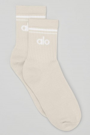 Alo Yoga Unisex Half-Crew Throwback Naisten Sukat Valkoinen | Suomi 4803-ETFVA
