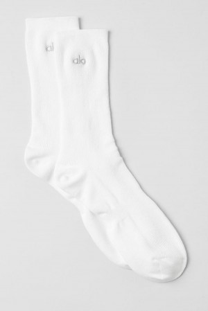 Alo Yoga Unisex Half-Crew Understated Naisten Sukat Valkoinen | Suomi 7039-UAKEZ
