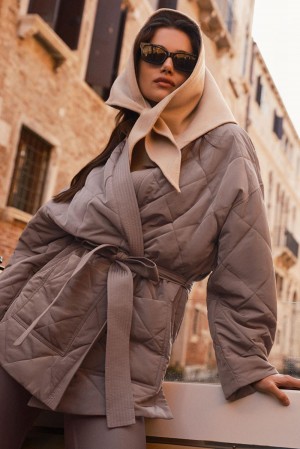 Alo Yoga Urbanite Wrap Naisten Puffer Takki Mushroom | Suomi 1698-ANLMC