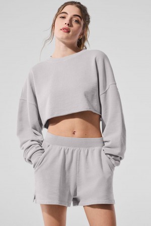 Alo Yoga Washed Extreme Cropped Naisten Villapusero Harmaat Pesu | Suomi 9810-QTJYA