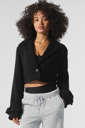 Alo Yoga Wool Cropped Metro Naisten Trenssi Mustat | Suomi 8071-ORDXJ