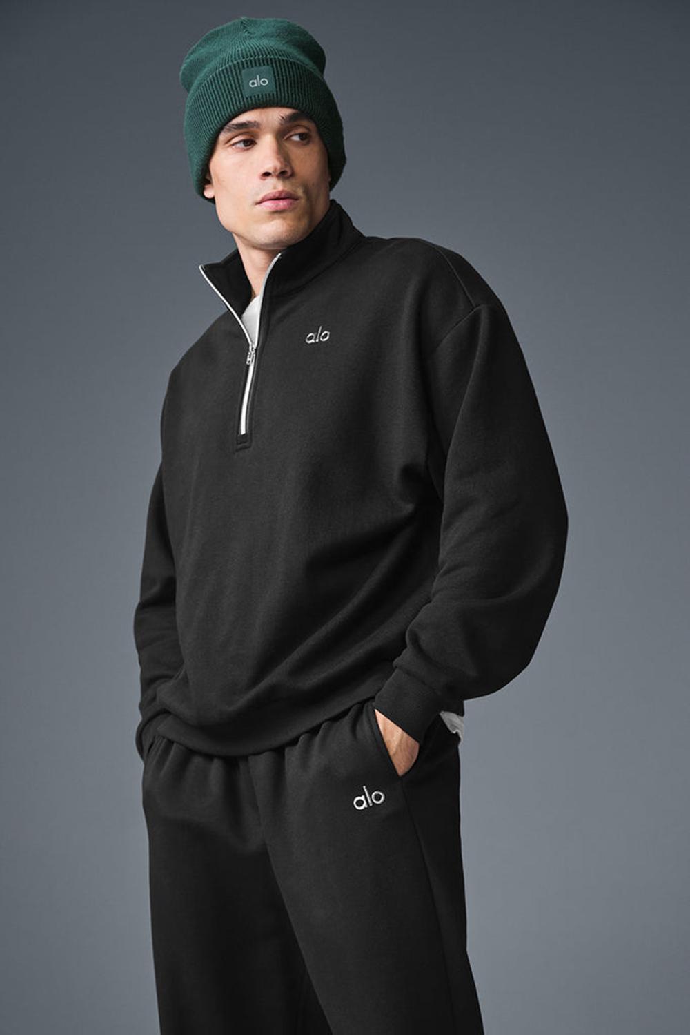 Alo Yoga Accolade 1/4 Zip Miesten Villapusero Mustat | Suomi  1643-PJLMG