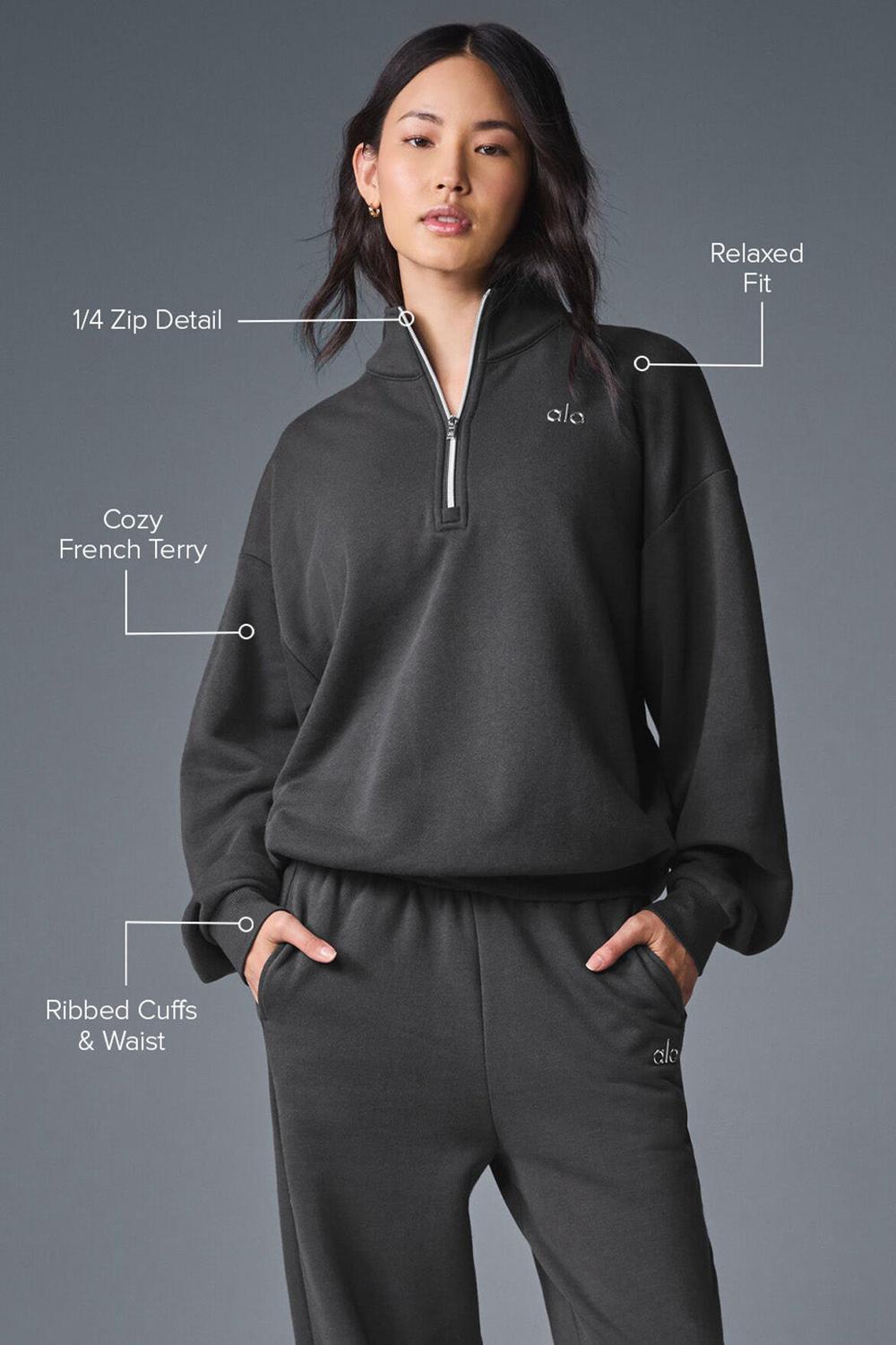 Alo Yoga Accolade 1/4 Zip Naisten Villapusero Anthracite | Suomi  4235-ABXWT