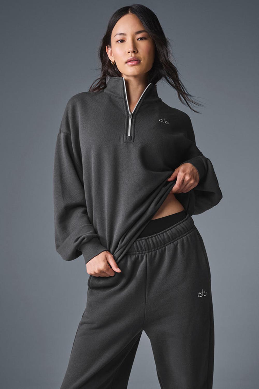 Alo Yoga Accolade 1/4 Zip Naisten Villapusero Anthracite | Suomi  4235-ABXWT
