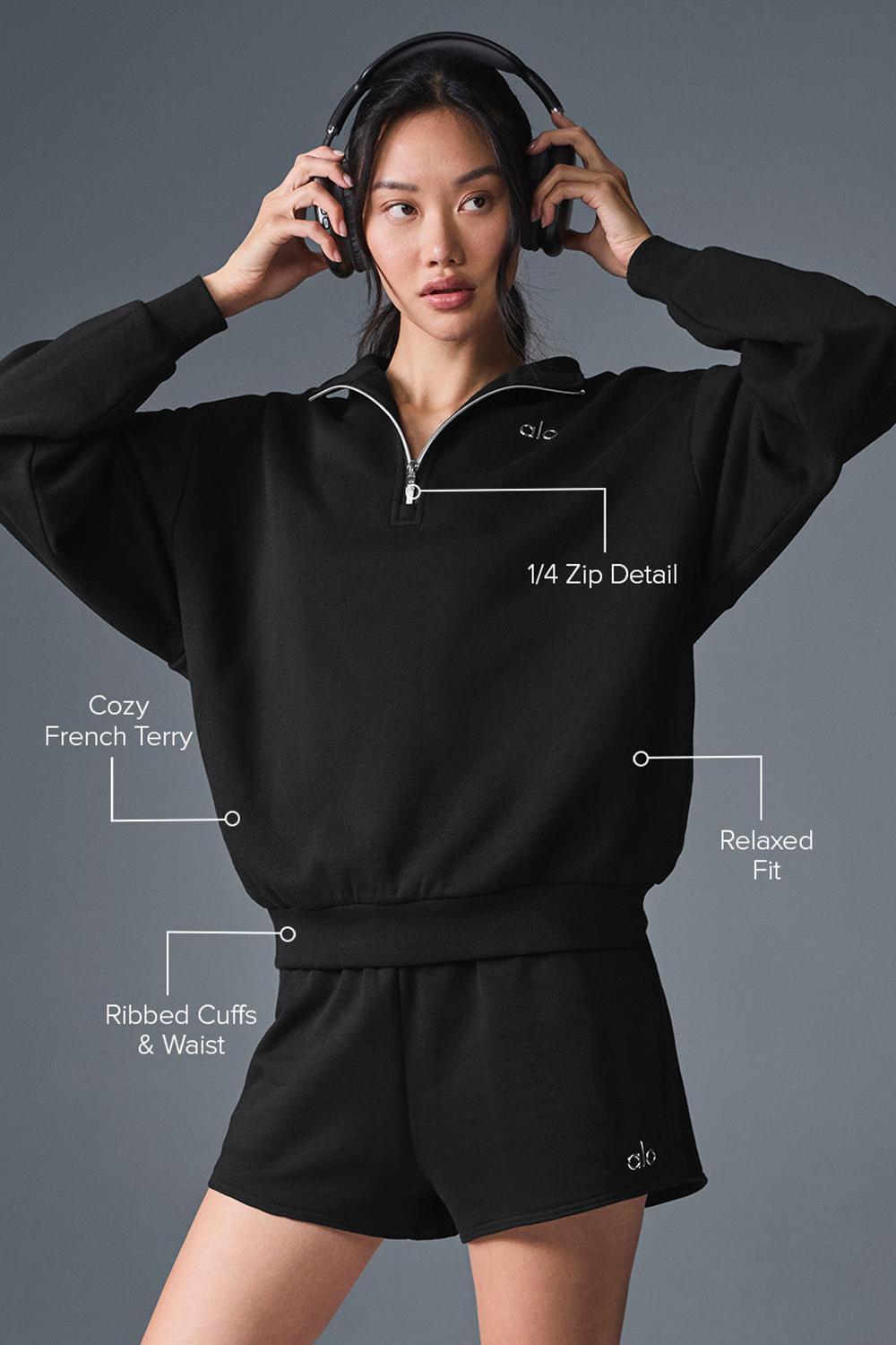 Alo Yoga Accolade 1/4 Zip Naisten Villapusero Mustat | Suomi  5793-ZEHJP