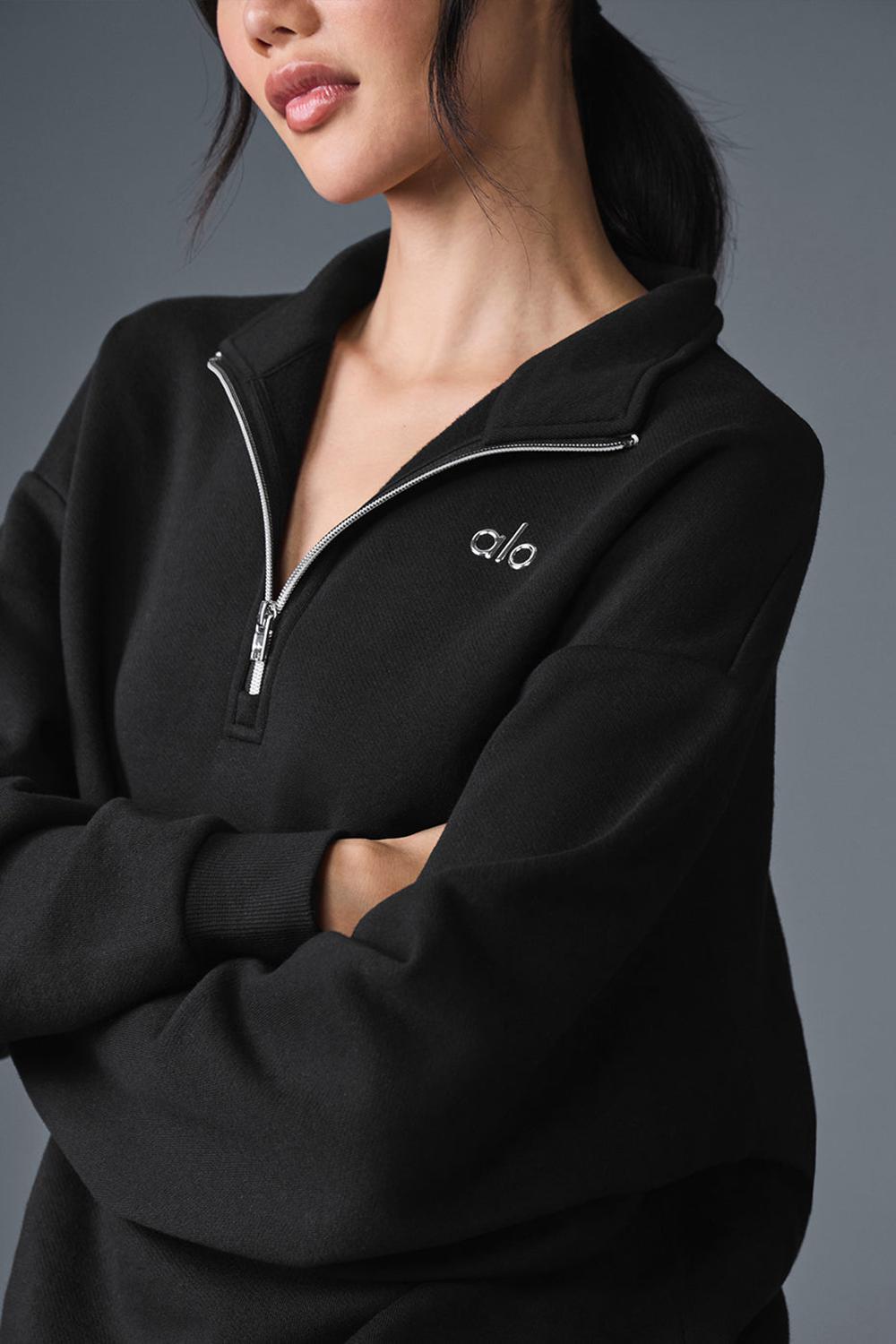 Alo Yoga Accolade 1/4 Zip Naisten Villapusero Mustat | Suomi  5793-ZEHJP