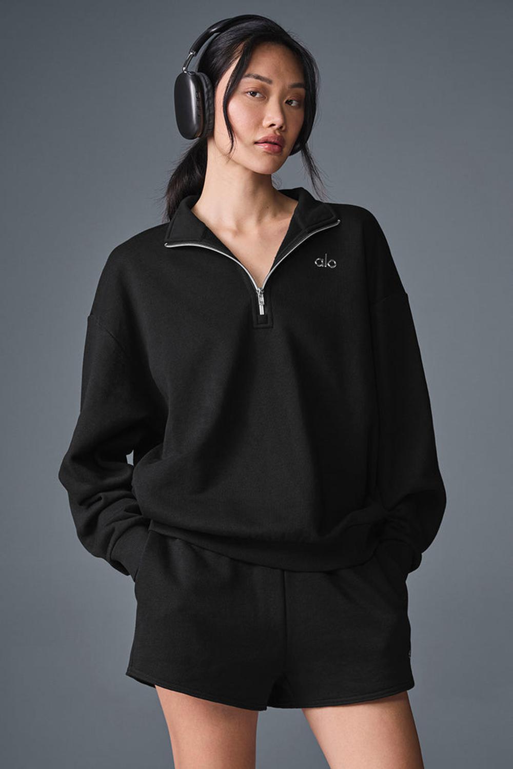 Alo Yoga Accolade 1/4 Zip Naisten Villapusero Mustat | Suomi  5793-ZEHJP