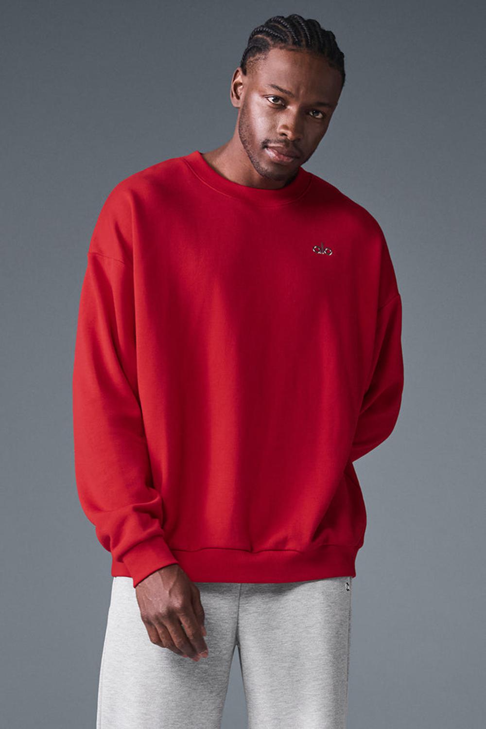 Alo Yoga Accolade Crew Neck Miesten Villapusero Punainen | Suomi  9483-ZIENF