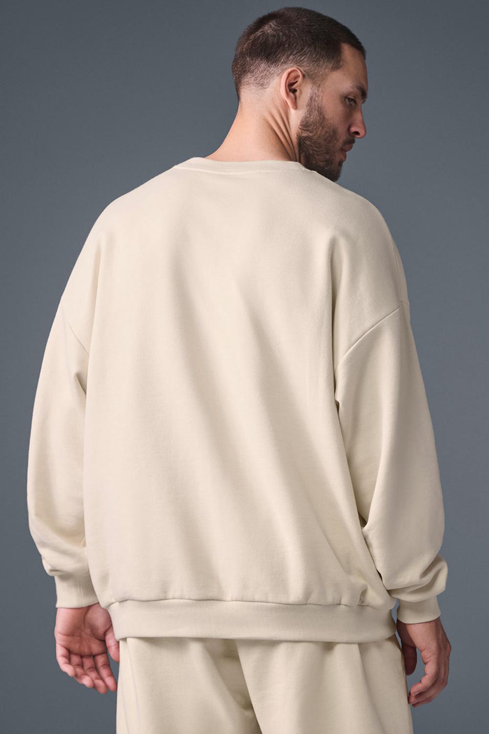 Alo Yoga Accolade Crew Neck Miesten Villapusero Oat Milk | Suomi  9406-NUPMS