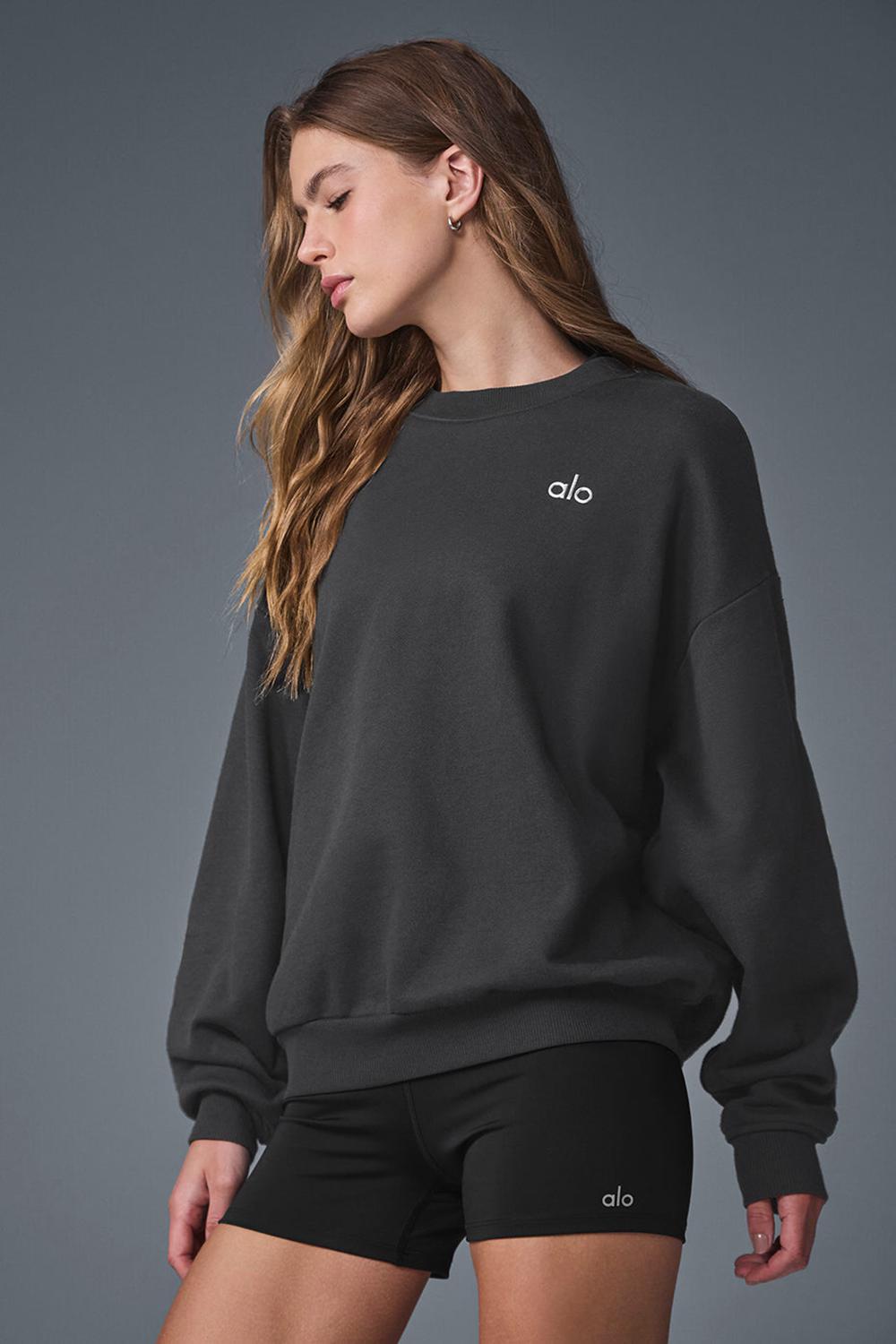 Alo Yoga Accolade Crew Neck Naisten Villapusero Anthracite | Suomi  5208-RPNEU