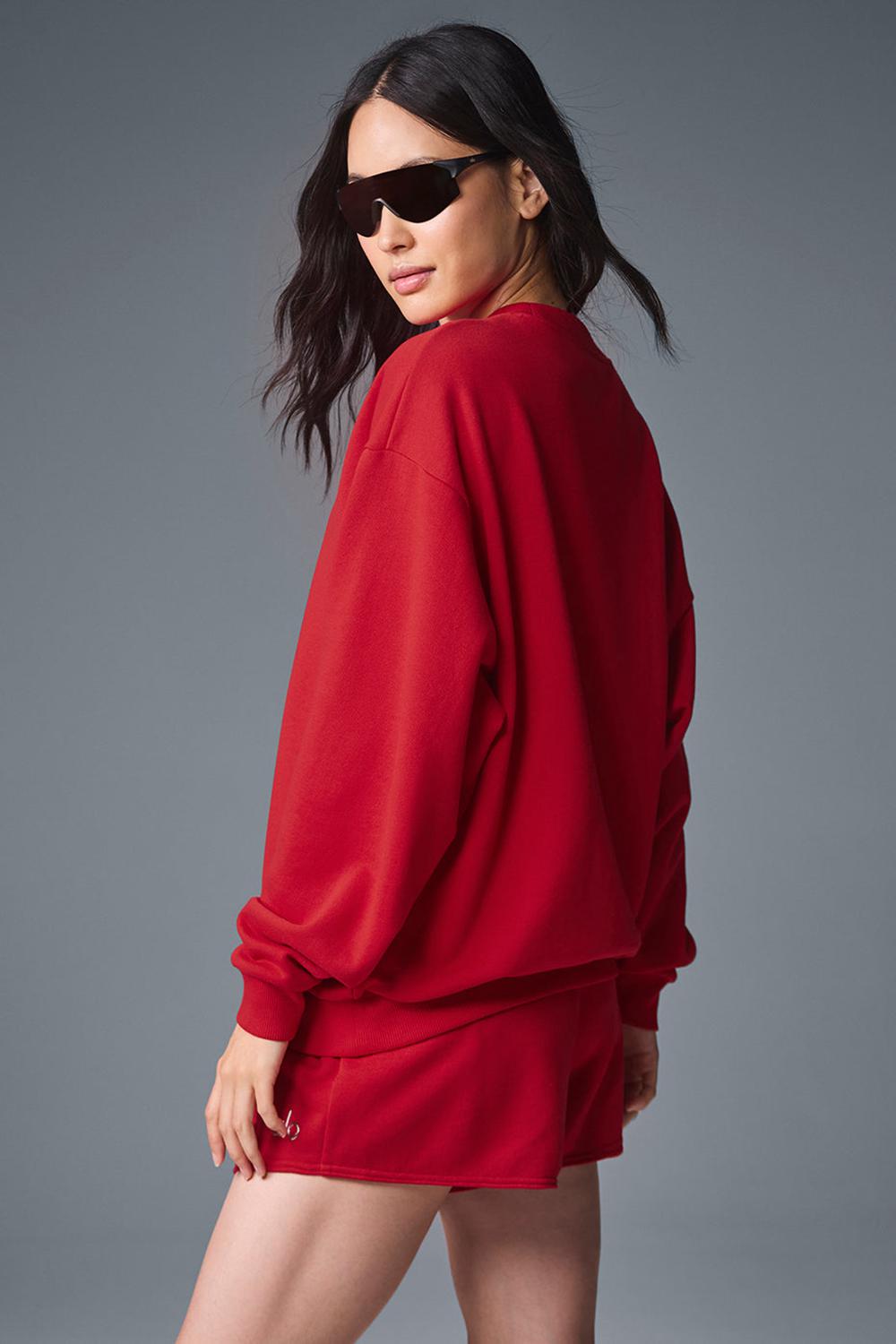 Alo Yoga Accolade Crew Neck Naisten Villapusero Punainen | Suomi  7086-ISDAN