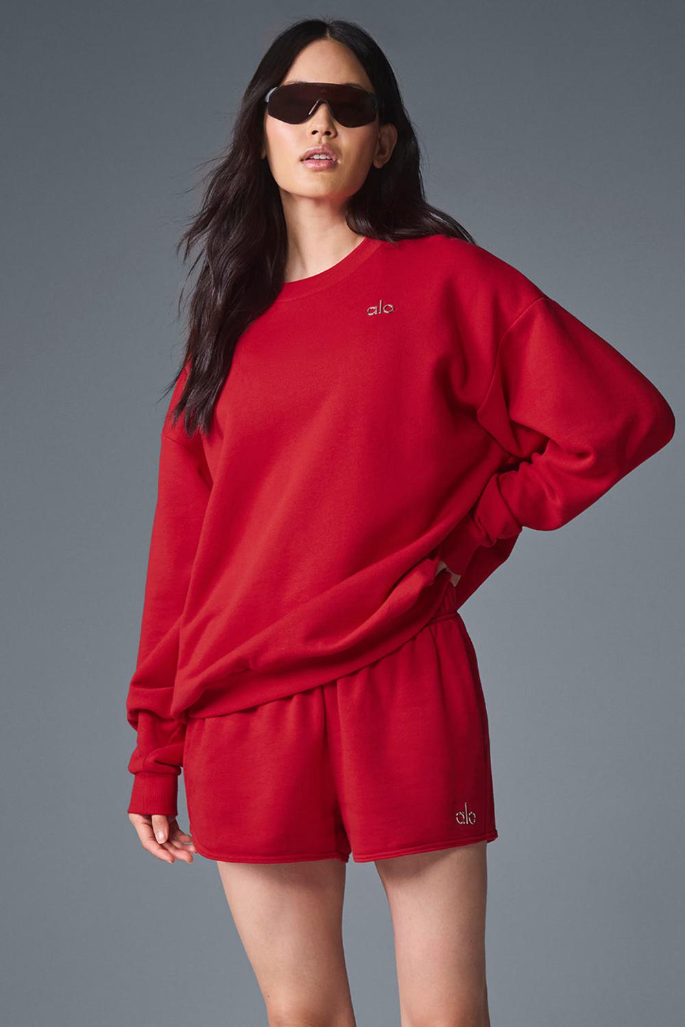 Alo Yoga Accolade Crew Neck Naisten Villapusero Punainen | Suomi  7086-ISDAN