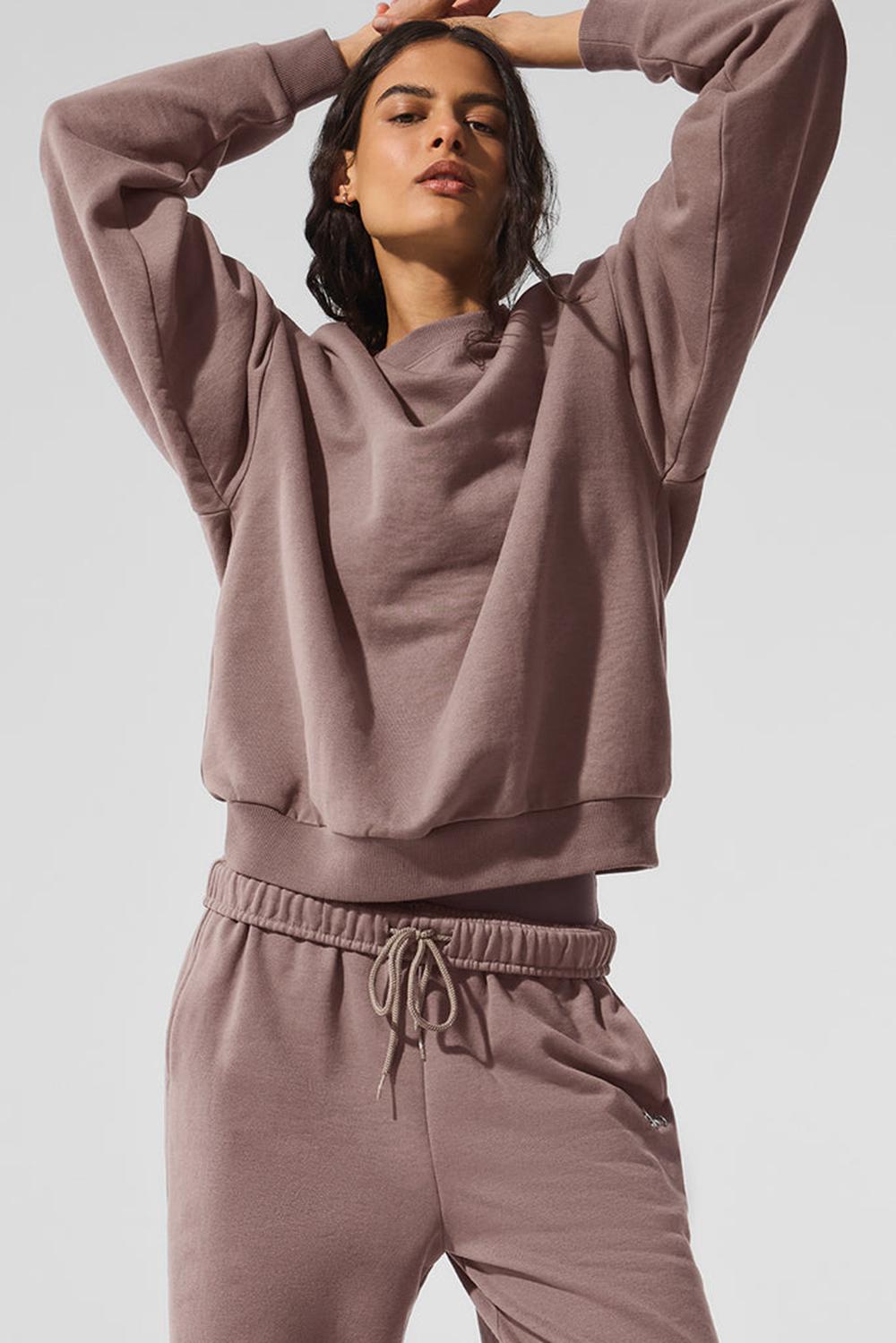 Alo Yoga Accolade Crew Neck Naisten Villapusero Mushroom | Suomi  3856-GFXAO