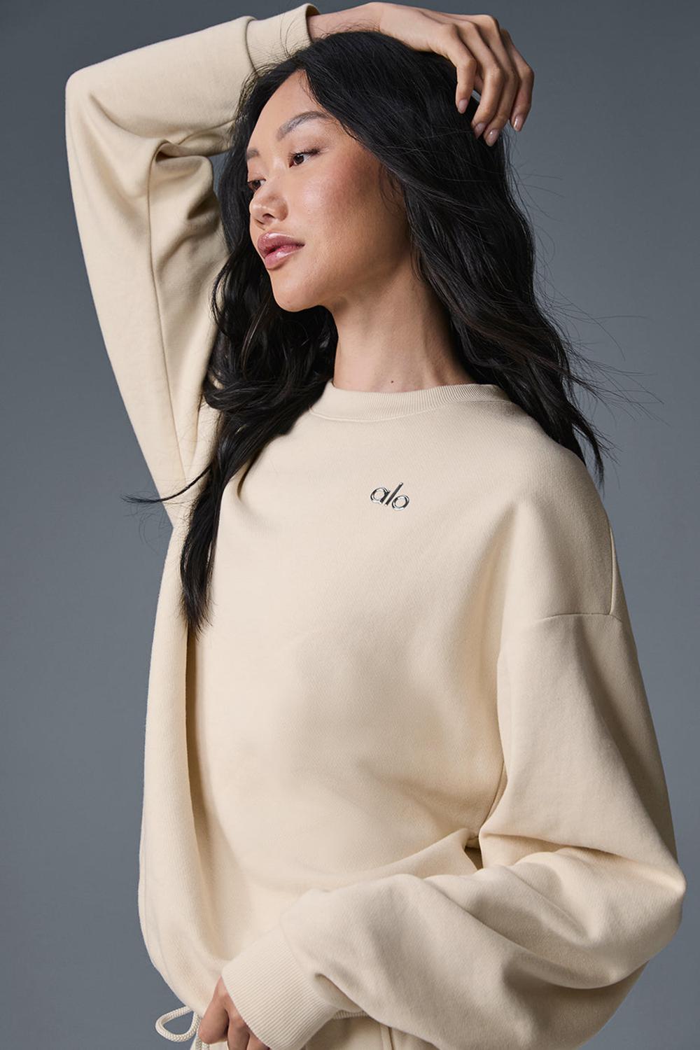Alo Yoga Accolade Crew Neck Naisten Villapusero Oat Milk | Suomi  4736-SXMVK