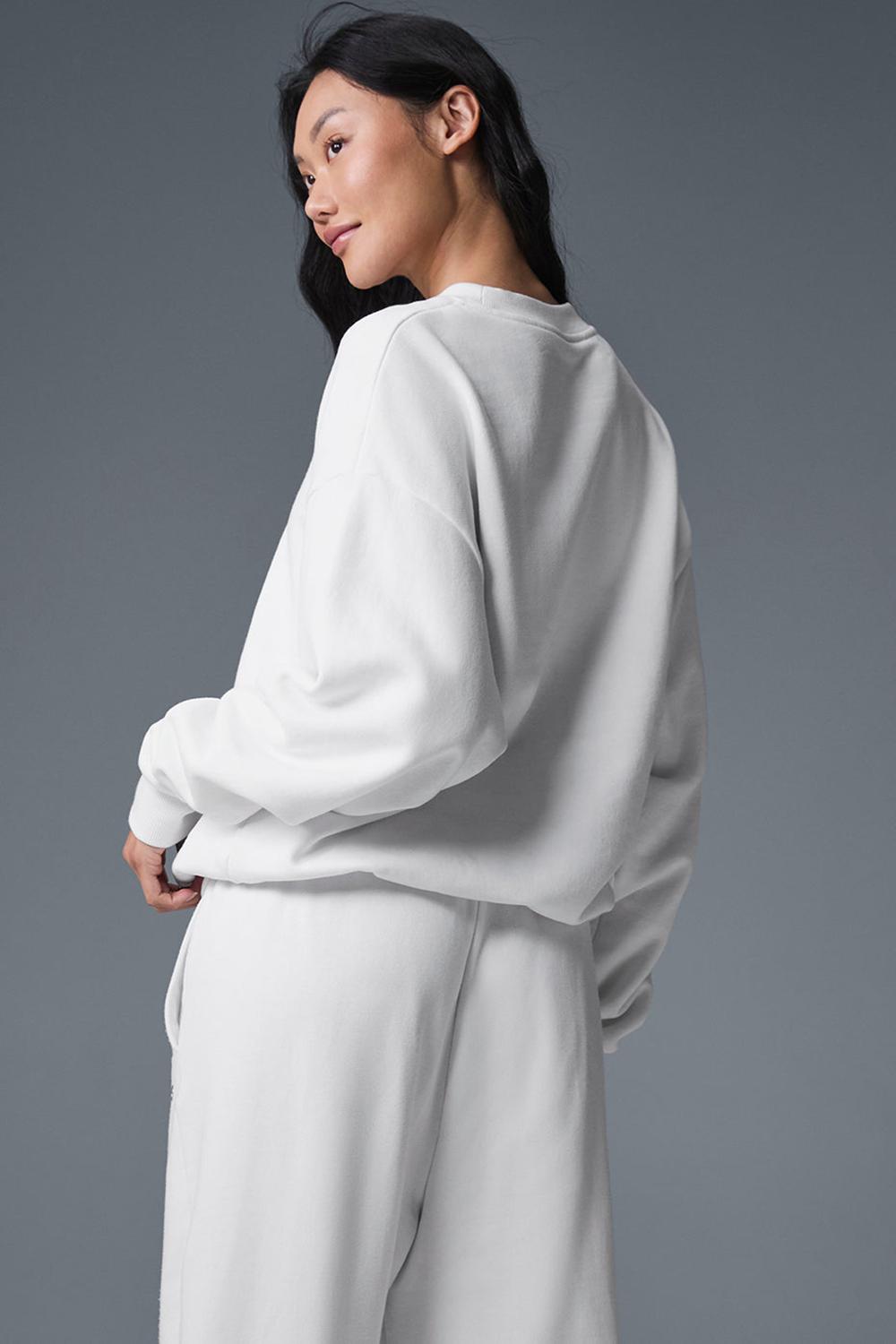 Alo Yoga Accolade Crew Neck Naisten Villapusero Valkoinen | Suomi  7530-NJPBA