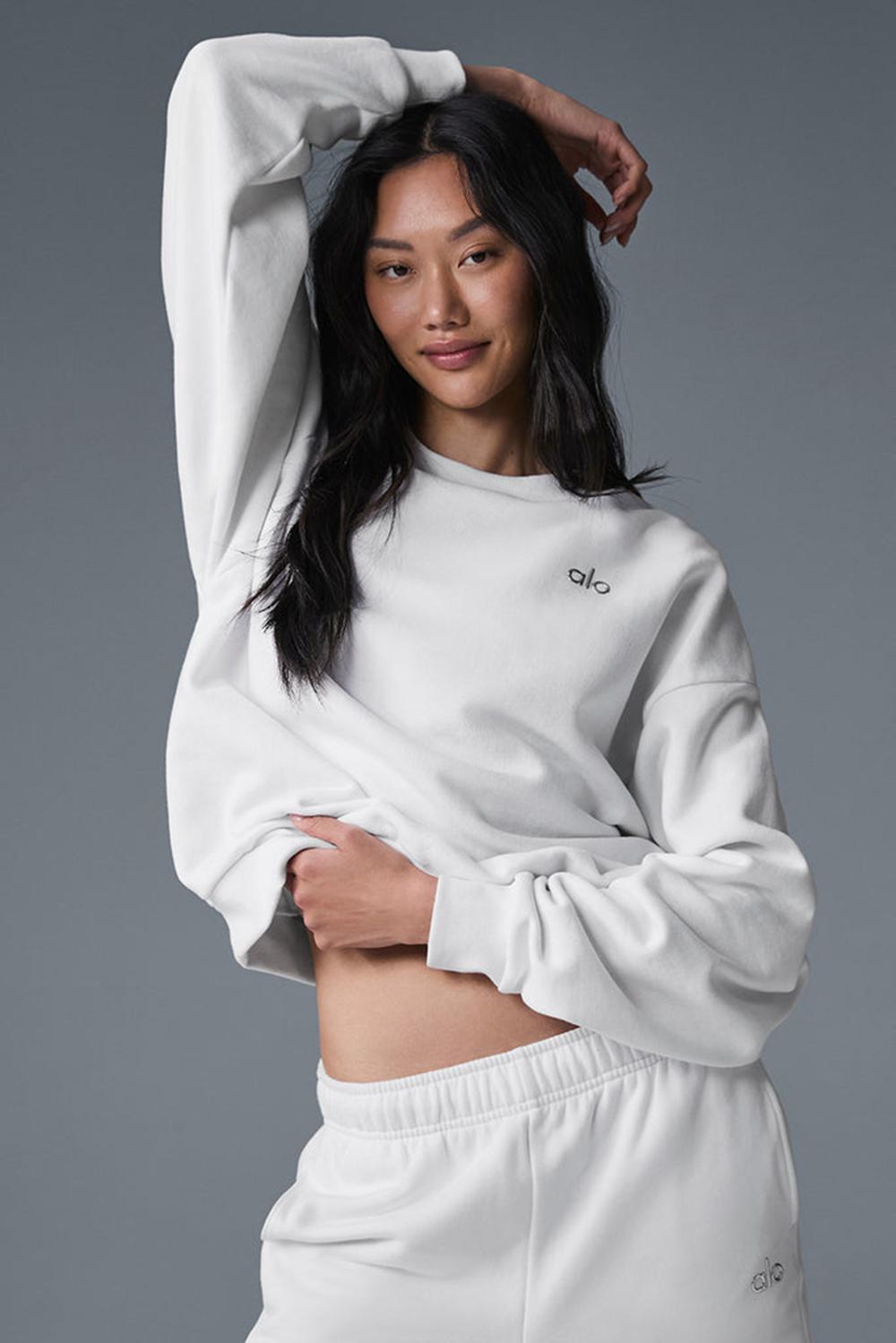 Alo Yoga Accolade Crew Neck Naisten Villapusero Valkoinen | Suomi  7530-NJPBA