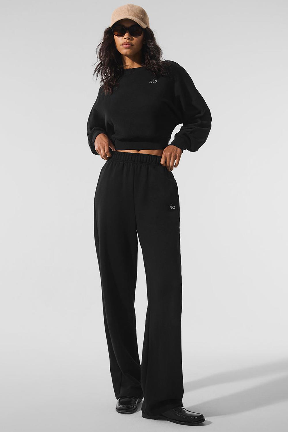 Alo Yoga Accolade Crewneck Naisten Leikatut Topit Mustat | Suomi  1947-SOFUR