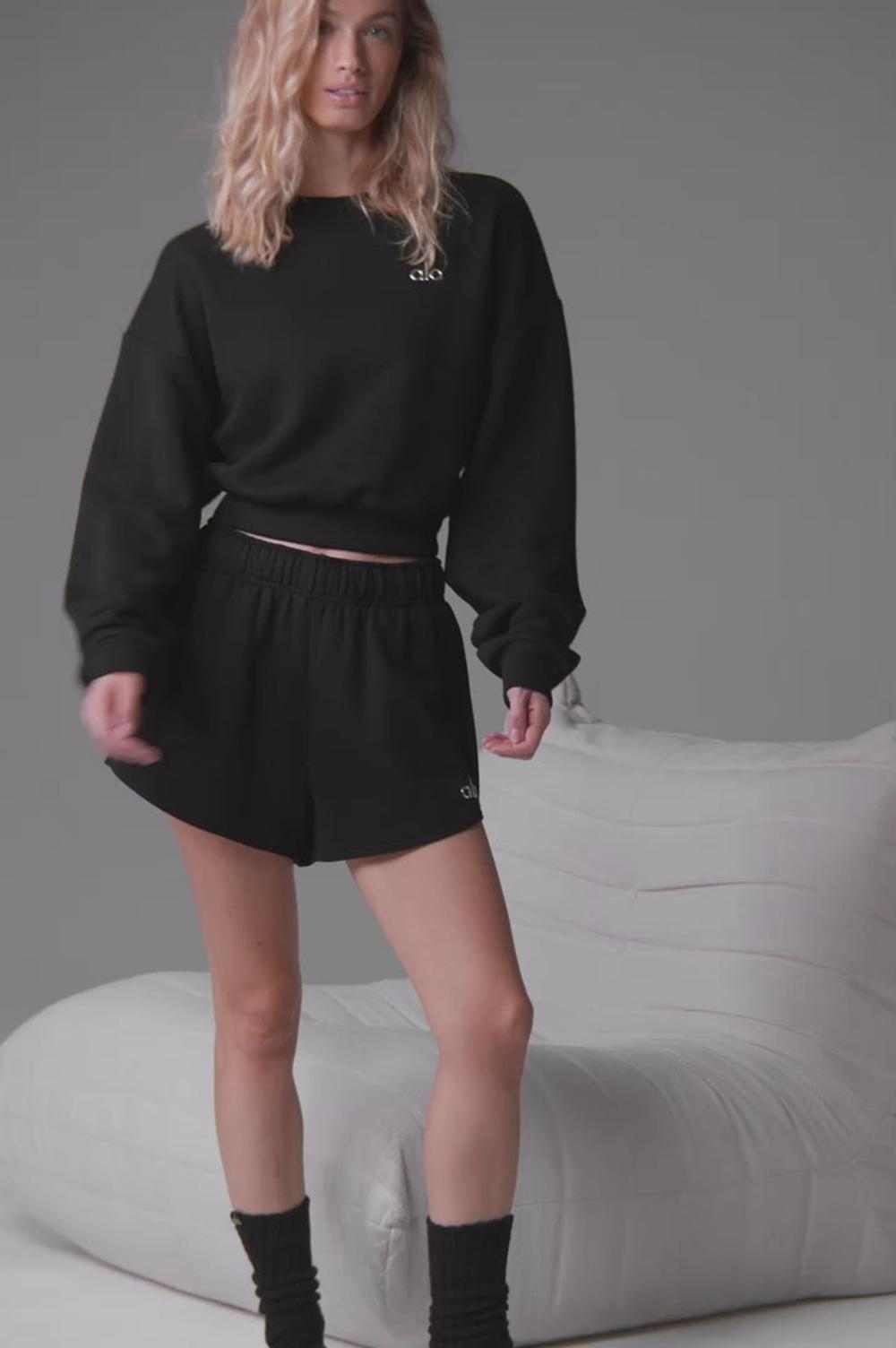Alo Yoga Accolade Crewneck Naisten Leikatut Topit Mustat | Suomi  1947-SOFUR