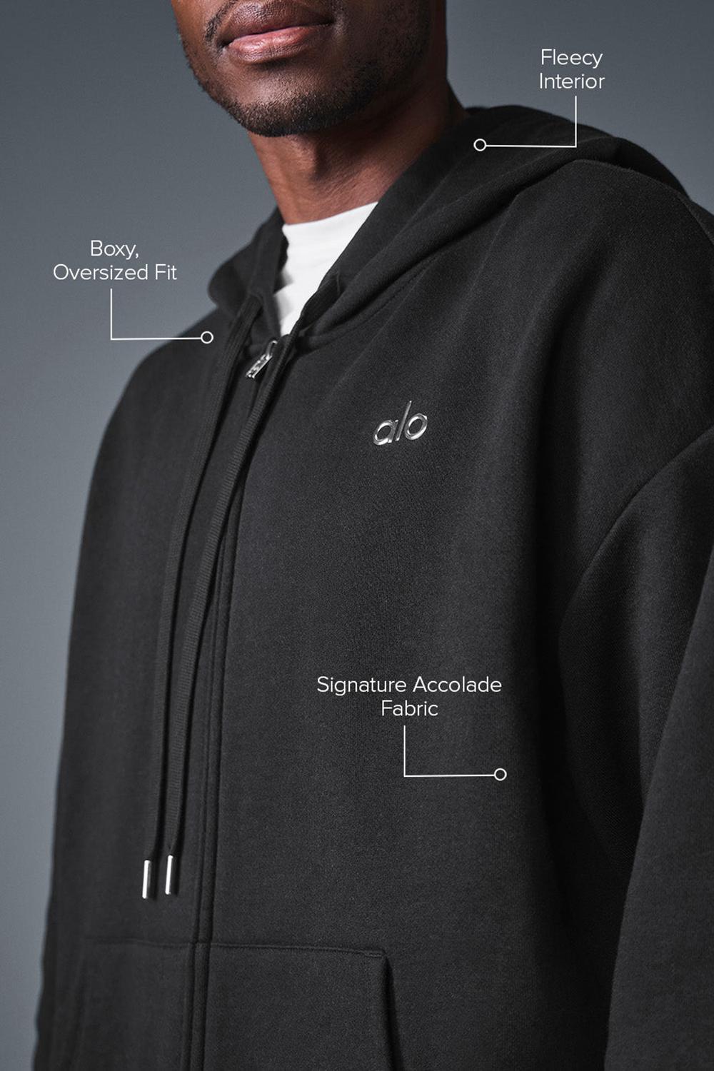 Alo Yoga Accolade Full Zip Miesten Huppari Mustat | Suomi  0281-JOTHU