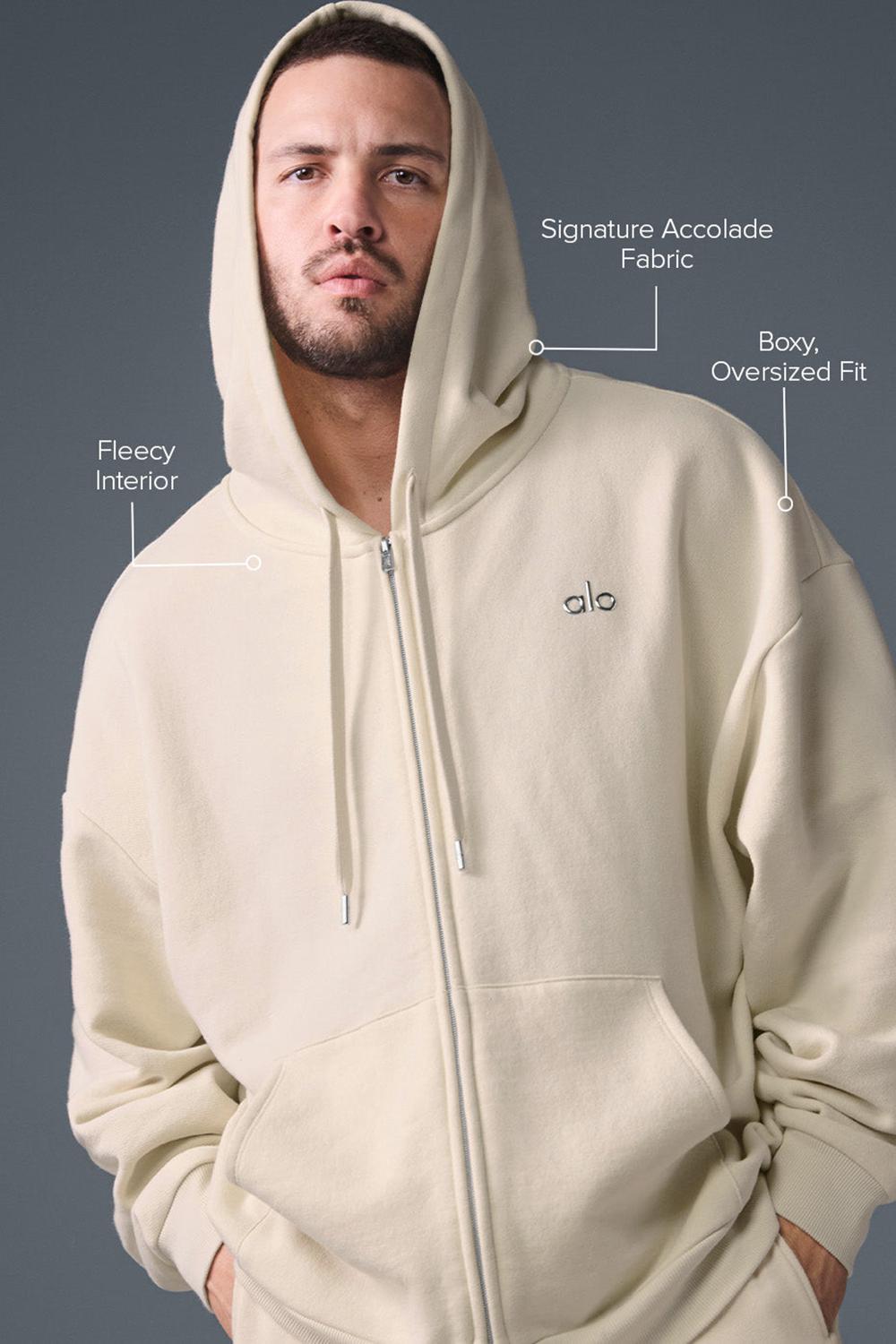 Alo Yoga Accolade Full Zip Miesten Huppari Oat Milk | Suomi  9826-XYZDE