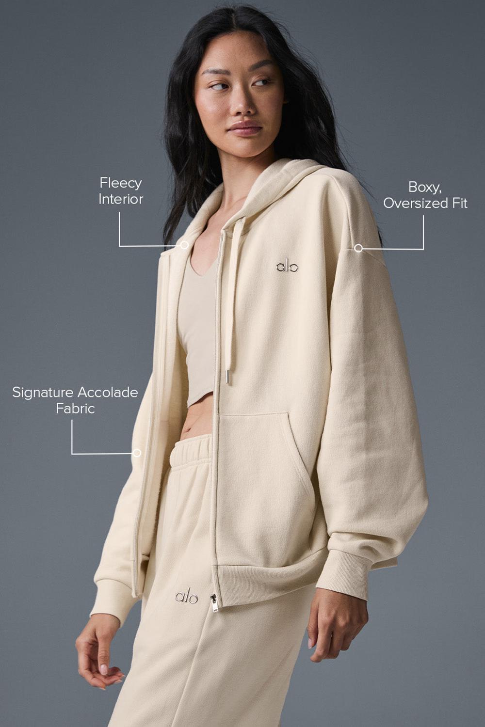 Alo Yoga Accolade Full Zip Naisten Huppari Oat Milk | Suomi  8162-OPJMD