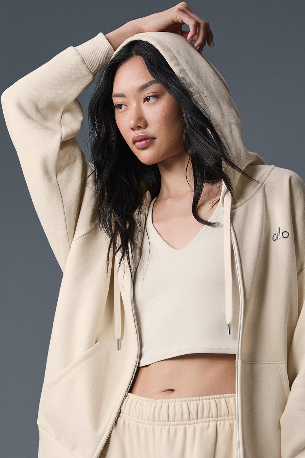 Alo Yoga Accolade Full Zip Naisten Huppari Oat Milk | Suomi  8162-OPJMD