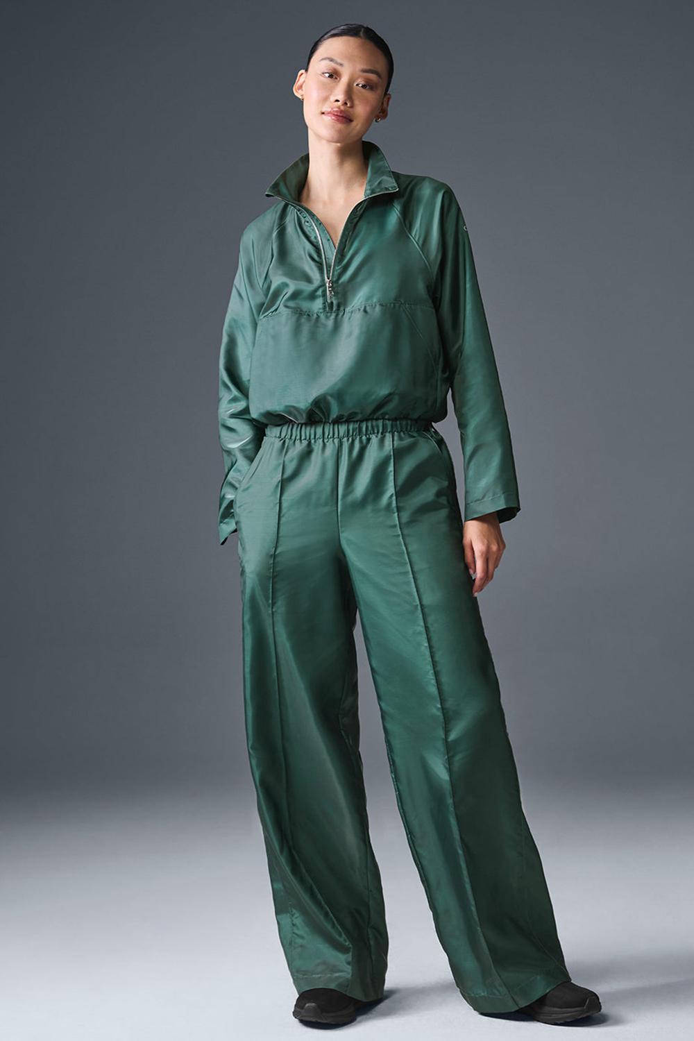Alo Yoga Afterglow Wide Leg Track Naisten Housut Winter Ivy | Suomi  8735-TZDLA