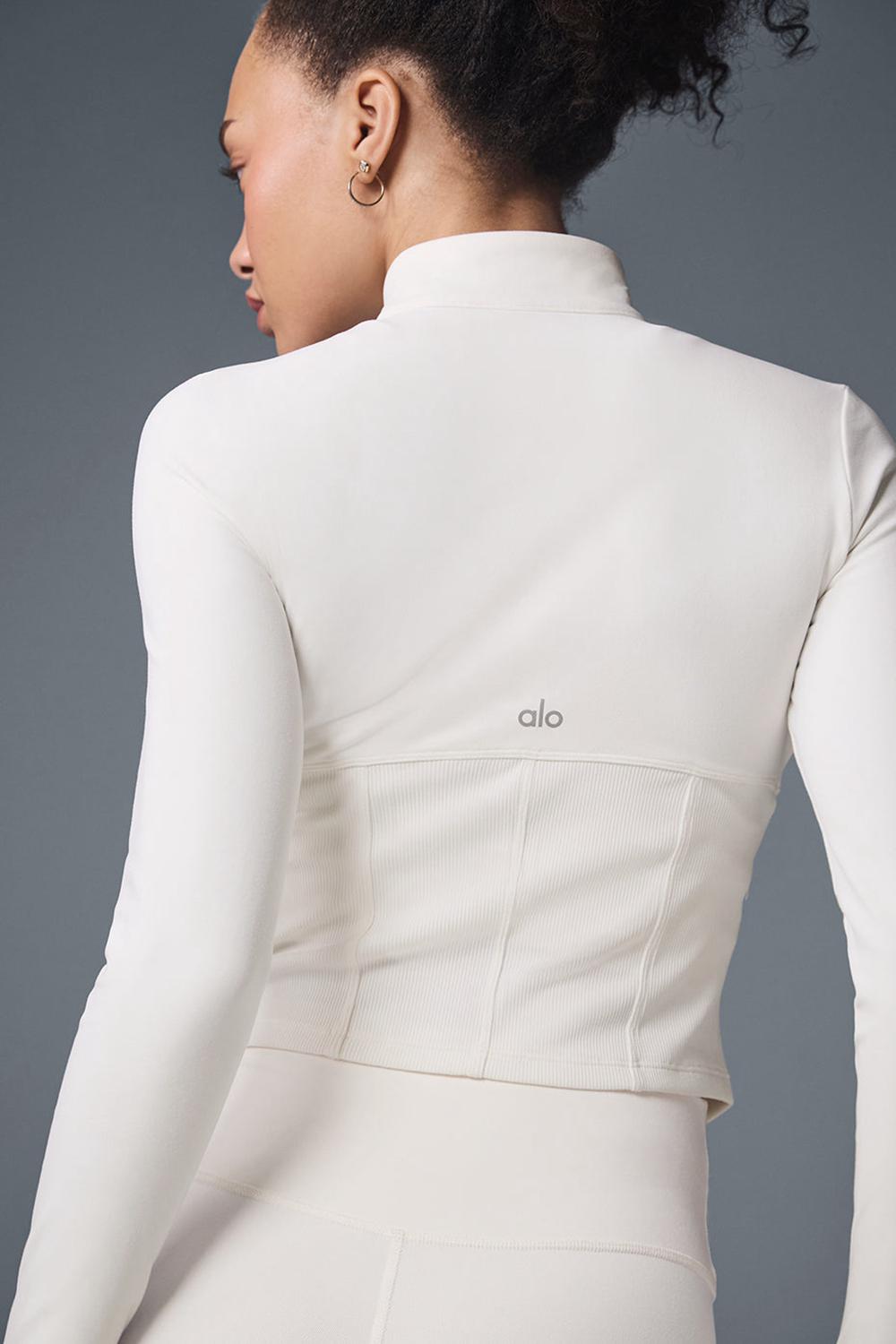 Alo Yoga Airbrush Corset Full Zip Naisten Takit Ivory | Suomi  3645-JVBRP