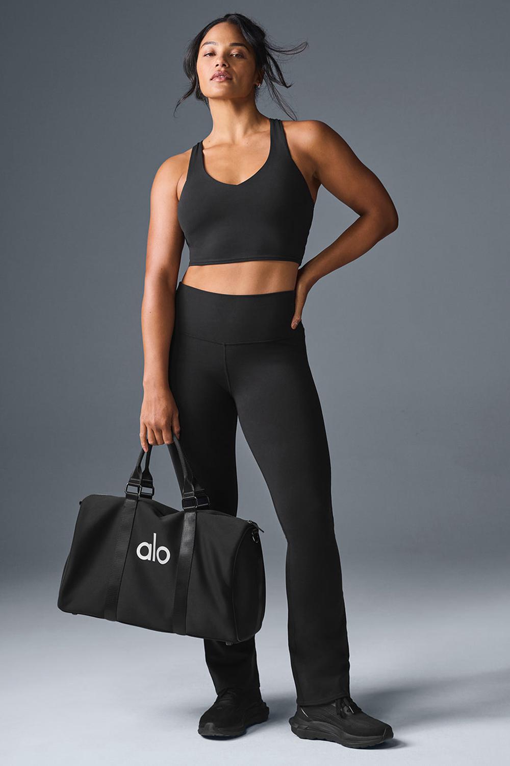Alo Yoga Airbrush High-Waist Bootcut Naisten Leggings Mustat | Suomi  4658-FIPGC