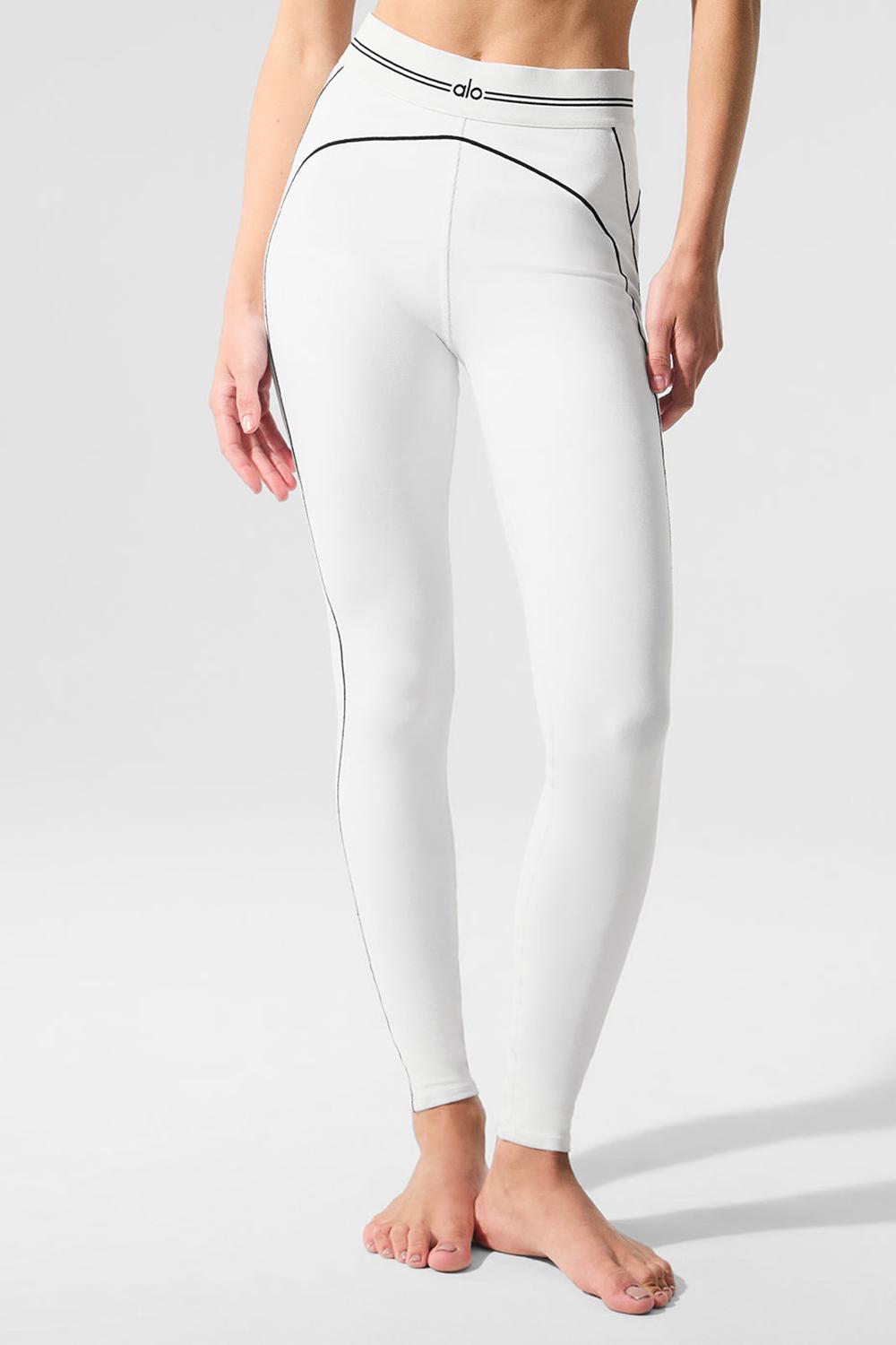 Alo Yoga Airbrush High-Waist Heart Throb Naisten Leggings Valkoinen Mustat | Suomi  0284-PNBLX