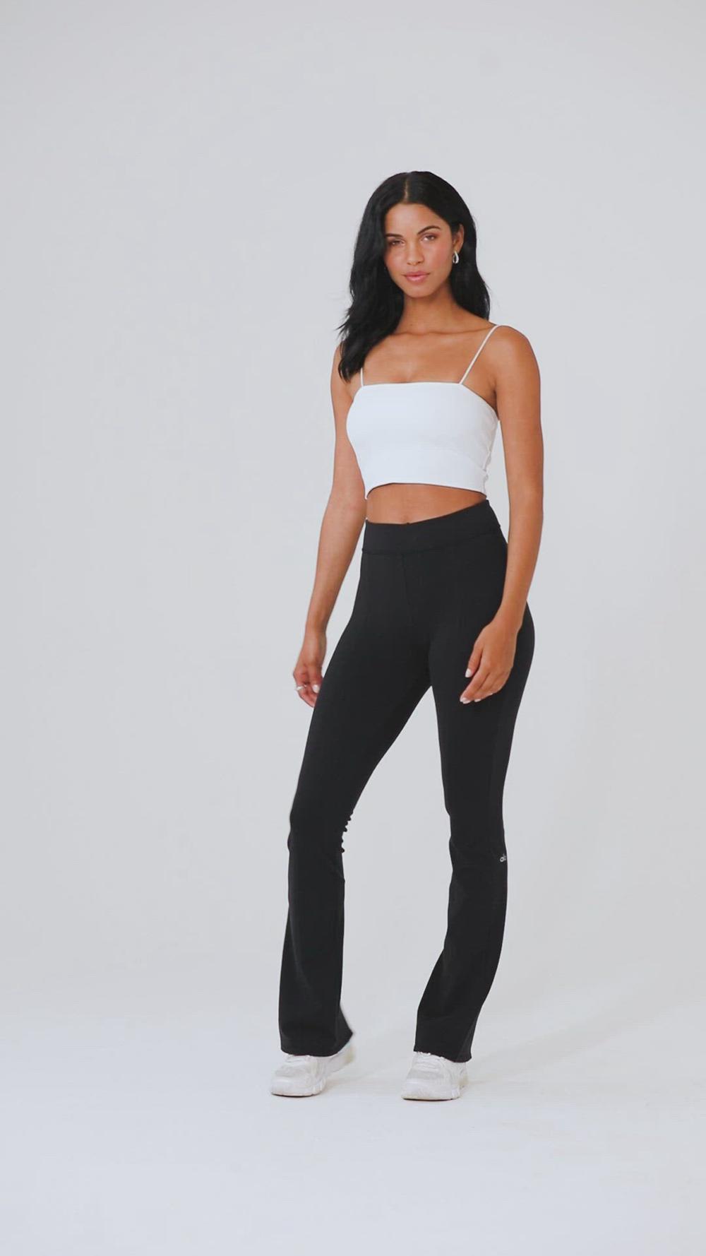 Alo Yoga Airbrush High-Waist Kick-Back Naisten Leggings Mustat | Suomi  9382-EJLDX