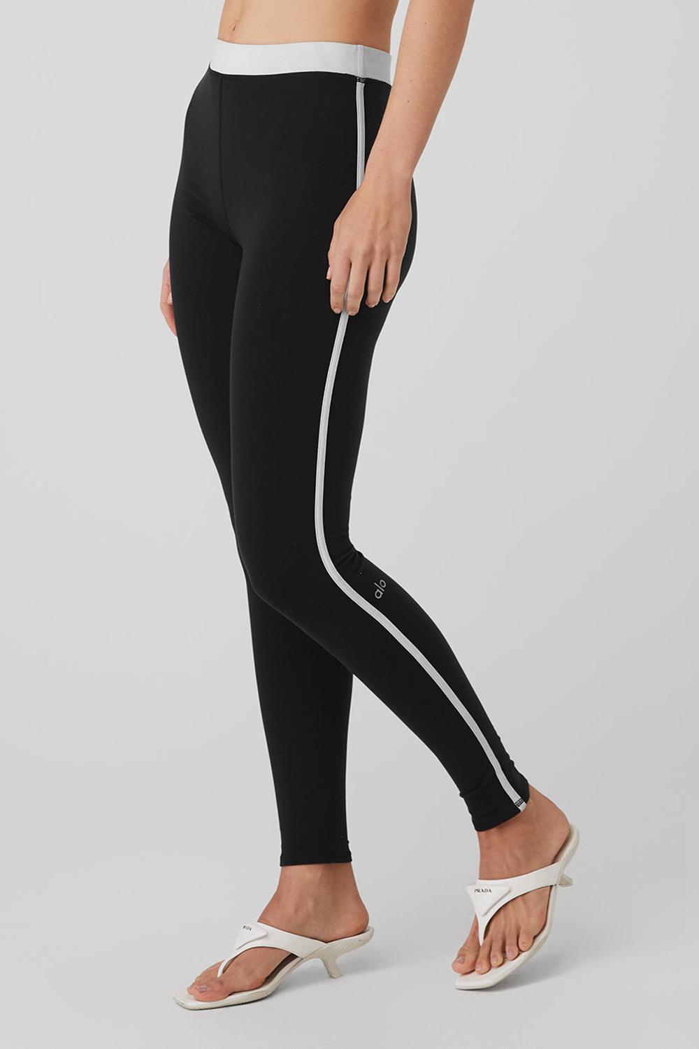 Alo Yoga Airbrush High-Waist Streamlined Naisten Leggings Mustat Valkoinen | Suomi  5067-QULCT