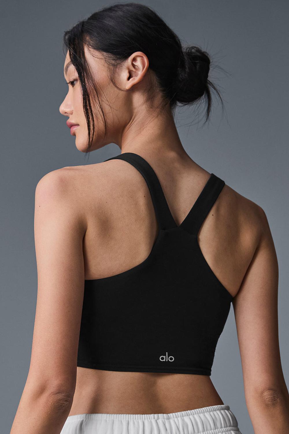 Alo Yoga Airbrush Real Naisten Bra Tank Mustat | Suomi  9701-HDEQG