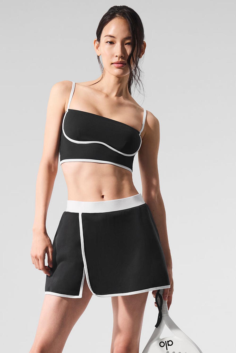 Alo Yoga Airbrush Streamlined Naisten Bra Tank Mustat Valkoinen | Suomi  0875-BIEZV