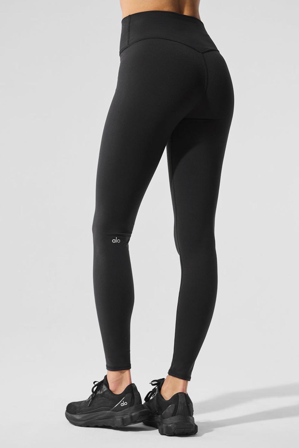 Alo Yoga Airbrush Winter Warm High-Waist Nocturne Naisten Leggings Mustat | Suomi  0158-KQJOE