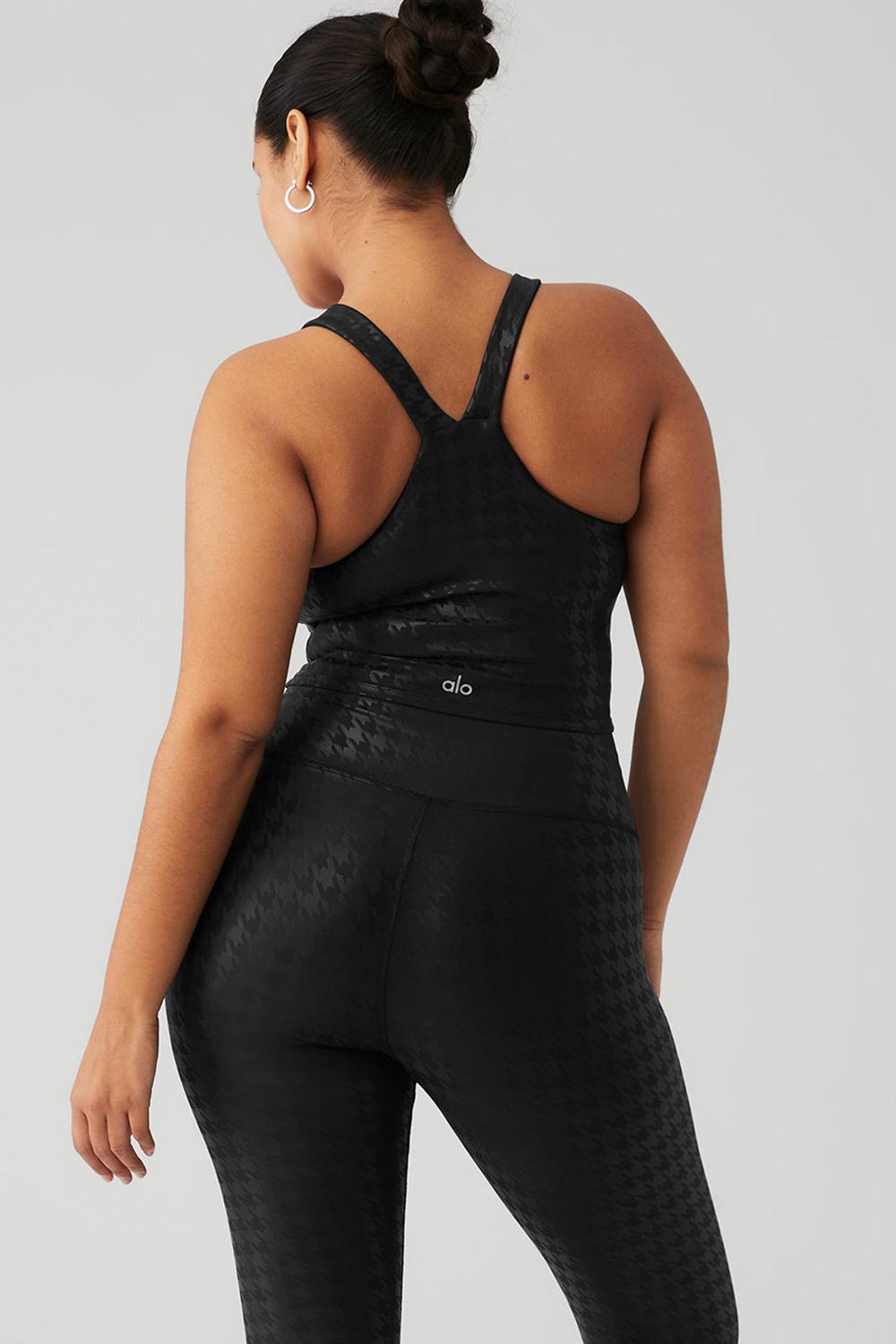 Alo Yoga Airlift Glimmer Houndstooth Real Naisten Bra Tank Mustat | Suomi  4517-MKXYB