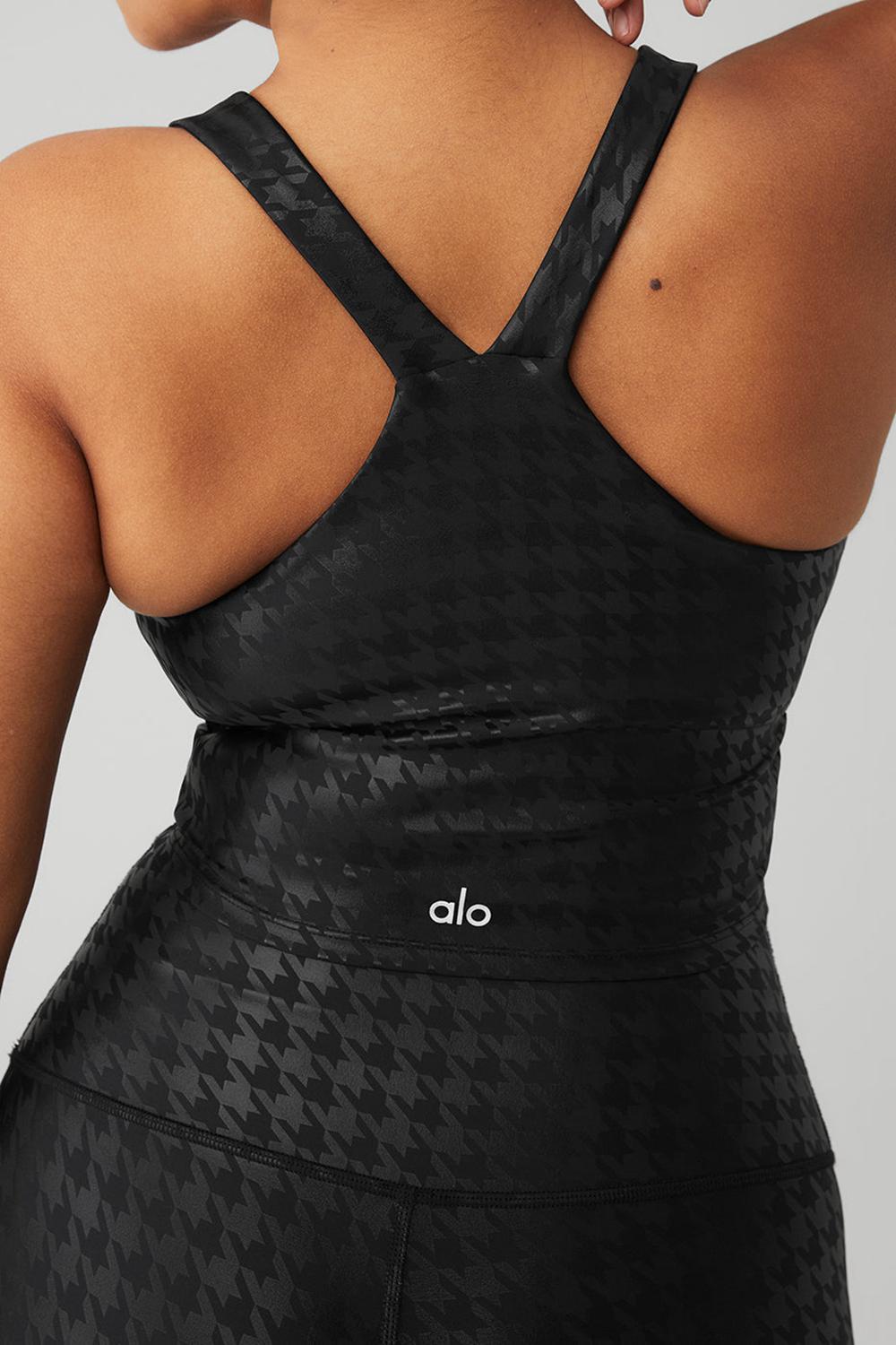 Alo Yoga Airlift Glimmer Houndstooth Real Naisten Bra Tank Mustat | Suomi  4517-MKXYB