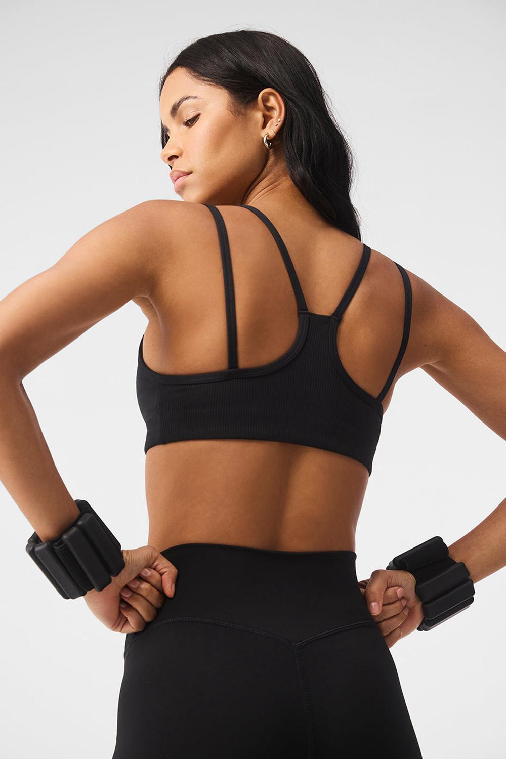 Alo Yoga Airlift Ribbed Jump Start V-Neck Naisten Urheiluliivi Mustat | Suomi  0169-UIVCF