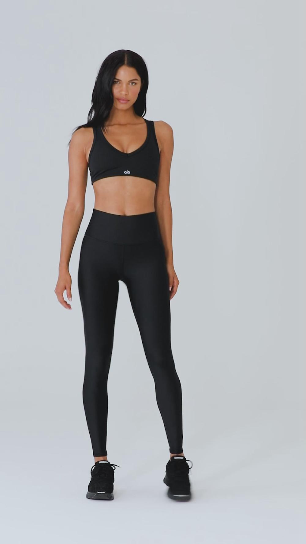 Alo Yoga Airlift Ribbed Jump Start V-Neck Naisten Urheiluliivi Mustat | Suomi  0169-UIVCF