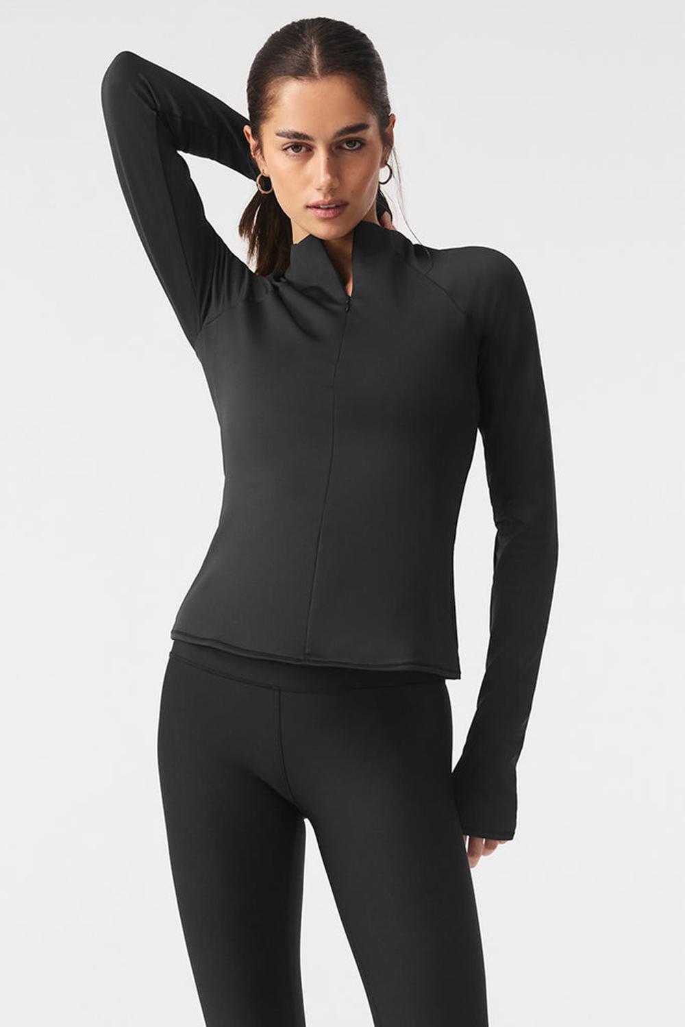 Alo Yoga Airlift Winter Warm 1/4 Zip Naisten Pitkähihainen Mustat | Suomi  3658-RYLUF