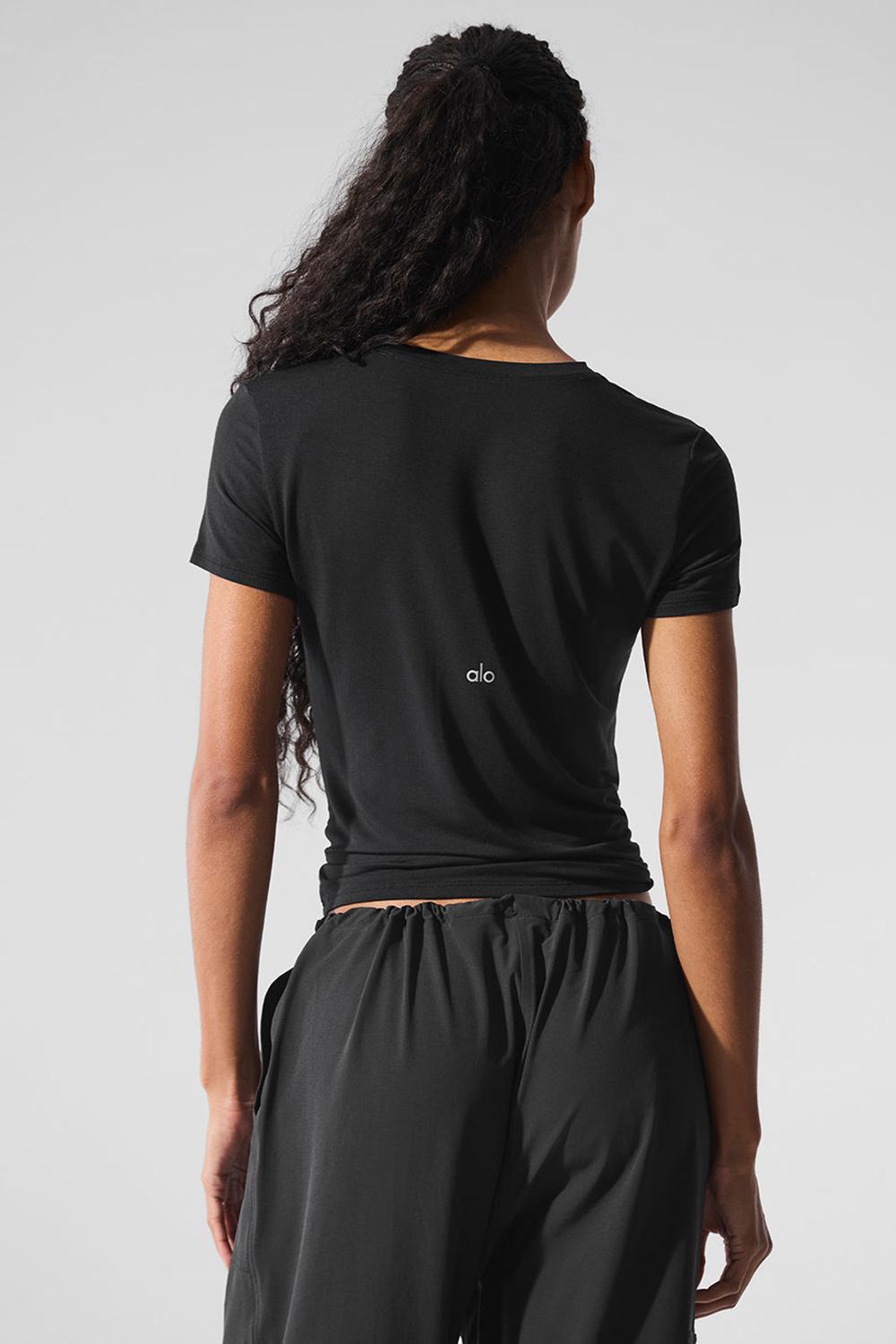 Alo Yoga All Day Naisten Short Sleeve Mustat | Suomi  6490-MULNB